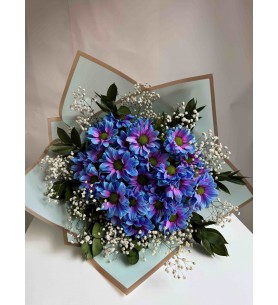 Blue Aurora – Renk Geçişli Papatya Buketi